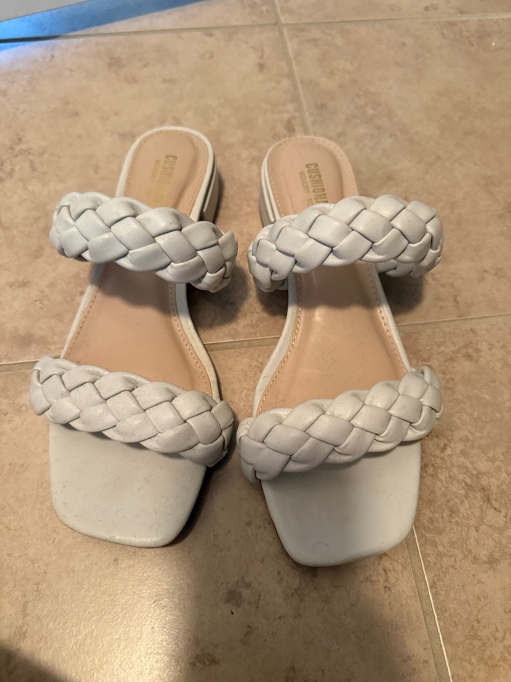 Braided Slide Sandals in White - Cushioned Footbed